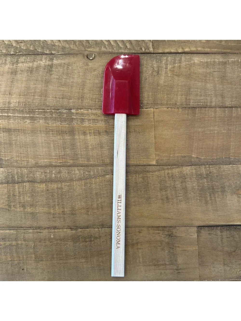 Williams Sonoma Silicone Spatula Red Head Wood Handle Kitchen Tool Scraper
